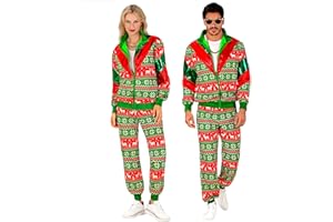 W WIDMANN MILANO Party Fashion - Kostüm Trainingsanzug mit Weihnachtsmotiv, Merry Christmas Party, Weihnachtskostüm, Xmas, 80er Jahre Outfit, Jogginganzug