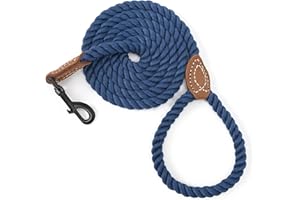 Mile High Life Pleciona lina bawełniana ze skórzanym uchwytem Tailor i metalowym zapięciem do dużych obciążeń (granatowa, 180 cm)