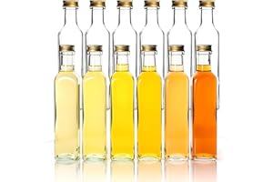 gouveo 12er Set Flasche 250 ml Maraska mit Schraubverschluss goldfarben - Leere Glasflasche zum Befüllen und Verschenken - Echige Flasche für Likör, Schnaps, Essig, Öl (MFET250G)