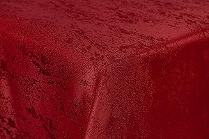 First-Tex Tischdecke Damast Jacquard Brilliant Meliert 130x220 eckig in rot mit gerade Saumkante