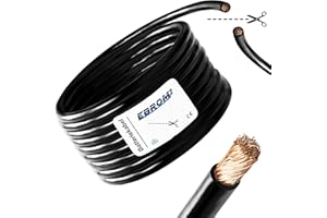 EBROM Kabel do akumulatora – czarny – H07V-K 6-10/16-25/35-50/70 lub 95 mm² – kabel akumulatora, 100% miedź OFC – towar sprzedawany na metry – 6mm2-10mm2-16mm2–25mm2–35mm2-50mm2-70mm2-95 mm2
