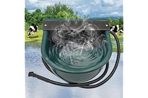MOGOULUA beheizte Tränke Frostschutz Rinder Tränke Automatisches Heizbares Tränkebecken 220V Thermostat Hunde Tränke Schafe Ziegen Tränke mit Einstellbarem Schwimmerventil und Abflussloch (Green)