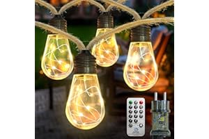 AGOTD Łańcuch świetlny LED do użytku na zewnątrz i wewnątrz, 6 m, łańcuch świetlny w stylu vintage, 20 żarówek LED, 8 trybów pracy, dekoracja do ogrodu, na imprezę, balkon, wesele, do pokoju,