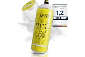 King Kong State Premium Sprühlack weiß matt - hochdeckende Sprühfarbe für den DIY-Bereich, geeignet für alle Oberflächen; Spraylack Made in Germany, Sprühdose 400ml (RAL9010)