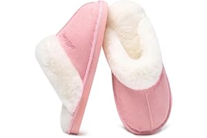 Donpapa Chaussons Femme Homme Hiver Chaud Mémoire de Forme Confortable fourrés Faux Daim à Fourrure Doublure Pantoufles Antidérapant Intérieur/extérieur