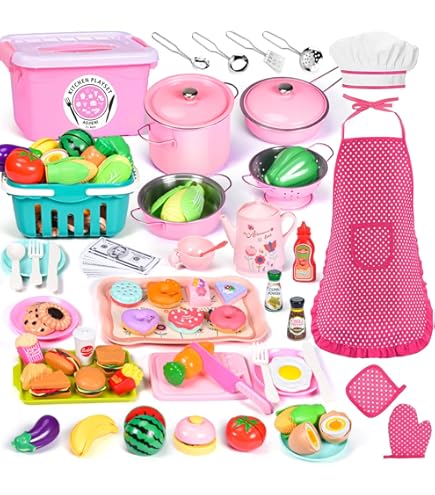 Tidlo Pink Cookware Set 9-teilig – Rosa Spiel-Kochgeschirr Für Kleine Köchinnen Ab 3 Jahren, Fördert Fantasievolles Spielen