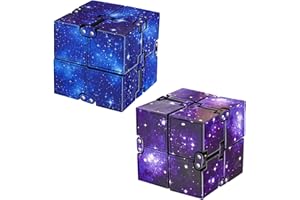 KEEYMENT Infinity Cube Fidget Toy Stress Relief for Adults and Kids , Fidget Toy Cute Puzzle Flip Cube for Anxiety Relief and Killing Time… (Galaxy Blue & Purple)