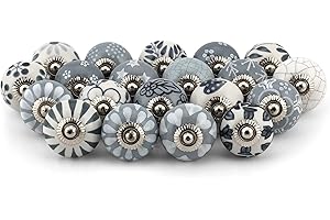 Craft Trade Lot de 20 boutons de porte pour placards, boutons d'armoire assortis, boutons en céramique gris vintage, meubles placard pour armoire, décoration intérieure de la maison - Lot de 20