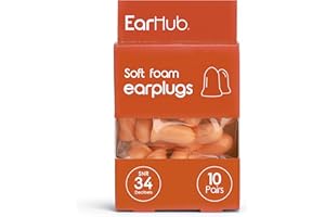 EarHub - Premium Soft Foam Earplugs Orange SNR 34dB - 10 Pairs of Noise Cancelling Foam Great for Sleep, Flying and Concerts. Reusable Protection for Your Ears - for A Calmer, Quiet Experience.