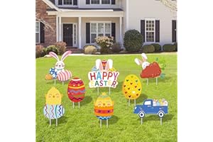 Veroda Easter Day Decoration Easter Bunny Eggs Yard Signs Garden Signs Set of 8