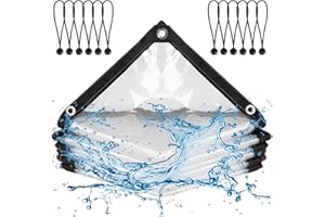 FOGAWA Lona Transparente Exterior 3 x 3 m Toldo Transparente, Lonas Impermeables Exterior con Ojales Plastico Invernadero para Plantas Invernadero Jardines Camiones Cenadores