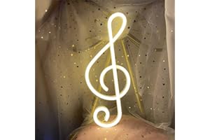 ENUOLI Lampada al neon a LED a forma di nota musicale a batterie/USB, lampada da parete al neon per la cameretta dei bambini, decorazione per bar, feste, Natale, matrimonio (bianco caldo)