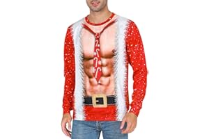 COSAVOROCK Sudadera Navidad sin Capucha para Hombre Mujer Sudaderas 3D Impreso Jersey Navideño Feo