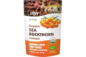 LOOV Organic Sea Buckthorn Powder, High in Fibre, Made from 100% Whole Berries, 113 g, Grown in Nordic Climate, Rich in Omega Blend, Vitamin C, Vitamin E, 23-Day Supply, No Added Sugar, Non-GMO