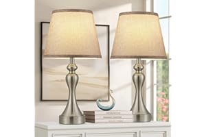 kakanuo Set di 2 Lampada da Comodino, Abat Jour da Comodino Touch Dimmerabile a 3 Vie con Porte USB-A+C, Paralume in Lino, Lampade da Tavolo per Camera da Letto Soggiorno Ufficio(2 Lampadine Incluse)