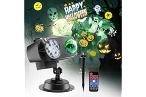 ALED LIGHT Halloween proyector de luces al aire libre IP44 impermeable, 15W brillante HD Ocean Wave Efecto, 12 diapositivas 96 no se desvanecen las imágenes de luz para regalo de Navidad, LED proyector decor