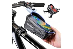 Faireach Sacoche Guidon Vélo Téléphone, Sacoche de Cadre Vélo Étanche avec Décrochage Rapide, Pochette Telephone Velo Écran Tactile, Sac Vélo pour Smartphones 6.8''