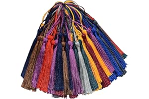 AEBDERP 100 Pcs Silky Handmade Craft Tassels Trim Mini Pendant for DIY Cute Resin Bookmark, Jewellery Making, Key, Girl Earring, Keyring, Graduation Hat, Ribbon Sewing, Curtain, Home Decor (Mixed2)