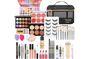 LYMYBETY Makeup Set, Cosmetic Make Up Starter Kit With Storage Bag Portable Travel Make Up Palette Eyeshadow Foundation Lip Gloss for Teenage & Adults (Style C)