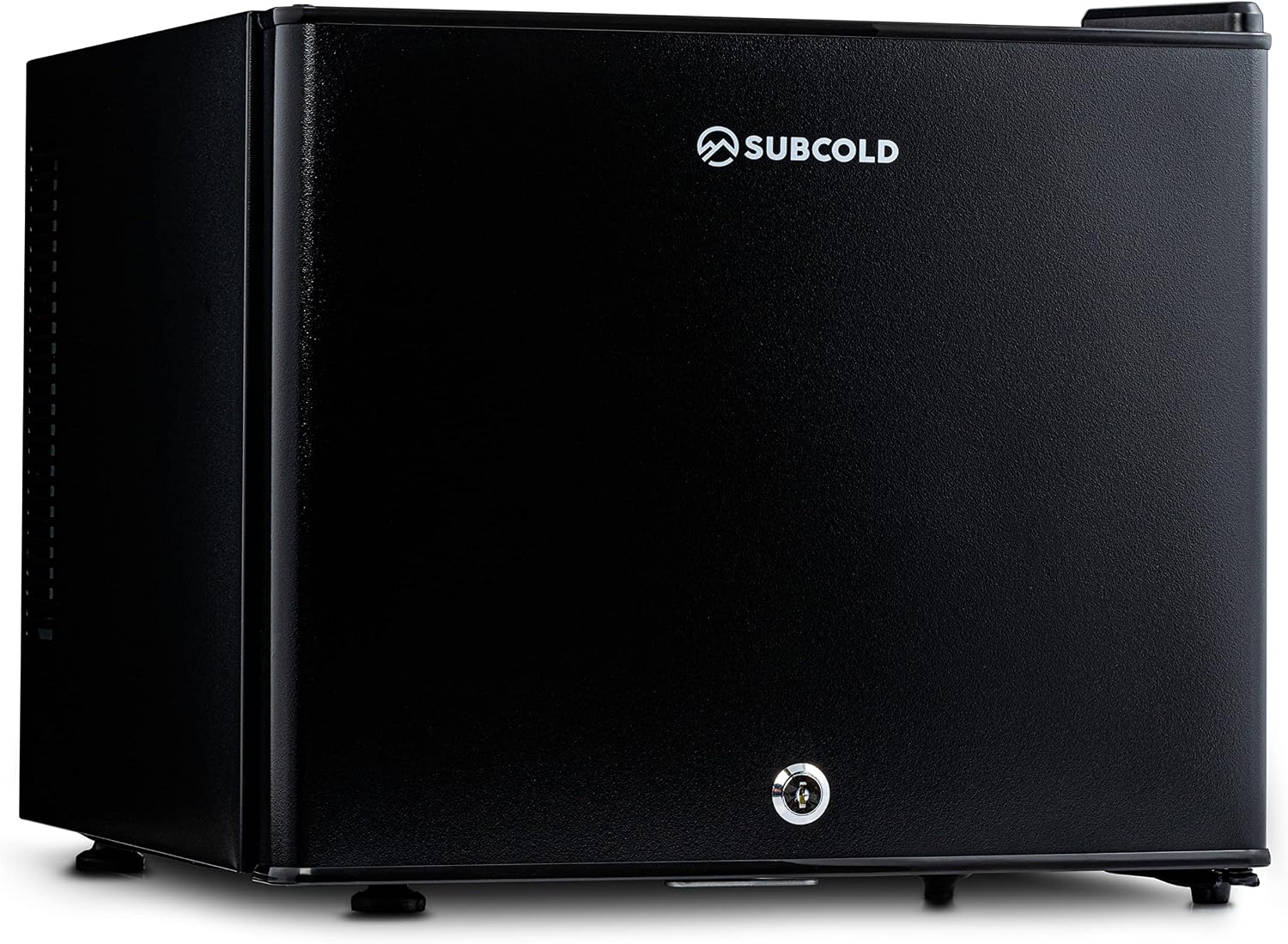 Subcold Aire20 LED Mini Fridge | 20L Small Table Top Model | Quiet Frost Free Fridge for Bedrooms & Hotels | Lockable with Solid door & interior LED light (Black)