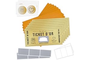 BRINNY 6 Pièces Carte à gratter Golden ticket à gratter Ticket d'or Carte Cadeau Surprise Personnalisable Idéal Anniversaire, Saint-Valentin-Cadeau EVJF Départ Retraite Cadeau Couple Annonce Anniversaire Or