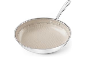 Redchef Padella a nido d'ape, 28 cm, padella in acciaio inox, struttura a nido d'ape di alta qualità, antiaderente e antigraffio, senza PFAS senza PFOA, padella a induzione con intelligente
