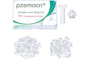 Pzsmocn 60 Piezas / 30 Juegos M6 PC Juego Tuercas y Tornillos Acrílico Diáfano. M6 * 20 mm Tornillo Plástico PC Acrílico Diáfano Cruz Apriete Mano Tornillo Redondo y kit de Tuercas Hexagonales M6.