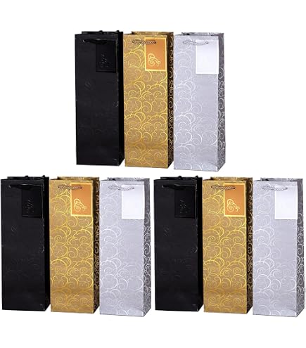 Bolsas De Regalo Brillantes Con Efecto Diamantado - Doradas - 10 Unidades (36cm) - Ideales Para Botellas, Detalles Y Más