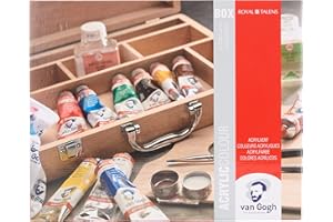 Van Gogh Acrylfarben Basis Malkasten - incl. Acrylfarben, Pinsel, Malmittel, Mischpalette, etc. im Holzkoffer