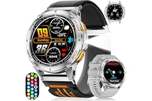 ESFOE DM4 Inteligentny zegarek męski wojskowy GPS z latarką LED, 1.43'' AMOLED 5ATM Wodoodporny wytrzymały Smartwatch z wysokością i kompasem, 170+sport, połączenia Bluetooth,530mAh dla iOS Android