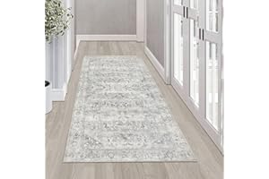 Homcomodar Distressed Runner Rug for Hallway 60x120cm Vintage Hallway Rugs with Rubber Backing Non Slip Floor Carpet Runner Washable Area Rug Runner for Laundry Room