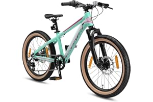 BIKESTAR Bicicleta de montaña Juvenil de Aluminio 20 Pulgadas de 6 a 9 años | Bici niños Cambio Shimano de 7 velocidades, Freno de Disco, Horquilla de suspensión |