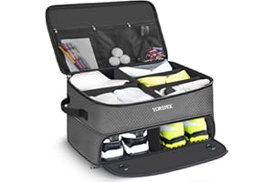 YOREPEK 2 Layer Golf Trunk Organizer, Waterproof Car Golf Locker with Separate Ventilated Compartment for 2 Pair Shoes, Durable Golf Trunk Storage for Balls, Tees, Clothes, Gloves, Accessories, Golf Gifts