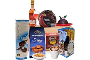 AKEDE Hampers & Gourmet Gifts - Mini Rose Wine And Chocolate Gift Set - Biscuits Gift Set - Belgian Chocolate - Fudge Gift Set - Christmas Pudding - Hot Chocolate Selection - Food Hamper - Hamper Gifts