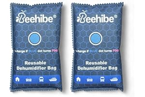 Beehibe 2 Pack Reusable Car Dehumidifier Bags 350G - Microwave Rechargeable Car Moisture Absorber Reusable Dehumidifier Bags with Color Indicator - Condensation Absorbers for Home, Navy Blue