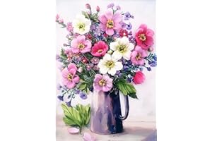 Hongyrjy Flower Paint by Numbers for Adults - Painting Kits for Adults,Flowers Paint by Number Canvas for Gifts and Home Wall Decor 12x16inch