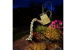 Solar Gießkanne mit Lichterkette Gartendeko, GuKKK LED Außen Solarlampen, IP65 Wasserdicht Gießkannenlicht Lichter mit Schäferhaken, Shower Garten Leuchten, für Garten Hofweg Balkon Terrasse (Kupfer)