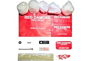 Red DAMORE Kit de reparación para mechero de Gasolina, 50 pedernales más Ligeros, 5 algodón Natural, 10 mechas más Ligeras, 1 Rueda de pedernal y Remache, 1 Resorte de Repuesto