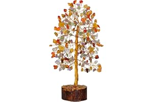 FASHIONZAADI Mix Chakra crystal tree, crystals and gemstones tree of life artificial bonsai crystal tree, decorative home accessories, house warming gifts new home, gifts for women birthday unique, 10 inch