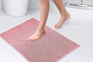 Emma Barclay Noodle - Tappeto da bagno antiscivolo morbido al tatto, colore: rosa, tappetino da doccia, 40 x 60 cm