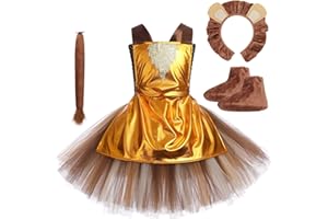 IMEKIS Girls Dorothy Lion Tin Man Scarecrow Costume Fancy Halloween Carnival Cosplay Dress Up Kid Movie Role Play Costumes with Apron Headband Accessory Outfit