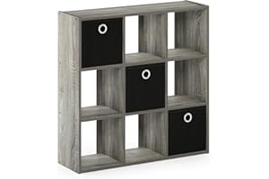 Furinno Storage Shelves, Wood, Grey/Black, one size