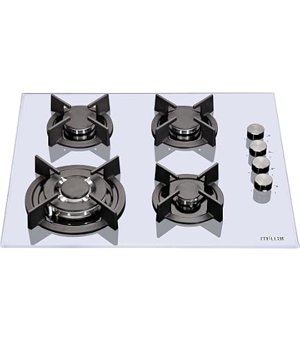 MILLAR GH9051PA Piano Cottura A Gas 90cm 5 Fornelli Vetro - Grigio, Accensione Elettronica