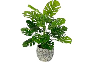 ‎FLAIR FLOWER Flair Flower Künstliche Splitphilo-Pflanze mit Übertopf Monstera Deko Kunst-Pflanze Seidenblumen Seidenpflanzen Real Touch grün groß Grünpflanze Büropflanze, 044472GN, 46x35x35 cm
