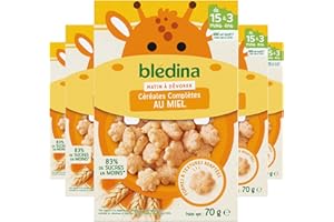 Blédina Mini Matin - Céréales Complètes Au Miel Pour Bébé - Dès 15 Mois - Les 5 boites de 70g