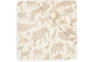 ‎JOLLEIN Jollein Spannbettlaken Jersey - Animals, Nougat - 70x140cm - 100% Baumwolle - Spannbetttuch - Tier Print, Beige