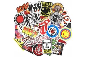 CHILEE-ANY Street Autocollants Rock and Roll Stickers Punk Métal Guitare RétroVintage, Autocollants Vinyle Stickers pour Bagages, Ordinateur Portable, Bouteilles d'eau, Valise voyage, Phone, Voiture (54PCS)