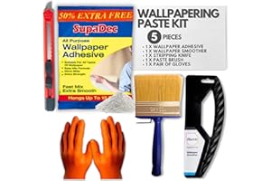 Wallpaper Kit With Supadec Wallpaper Adhesive | Gloves | Decex Paste Brush | Harris Wallpaper Smoother | SupaTool Knife | Easy Mix & Extra Strong Wallpaper Paste | Hangs up to 10-15 Rolls of Wallpaper