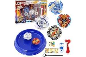 AONUILY Spinning Top Set, 12Pcs Metal Gyroscope Bey Gyro Blade with Launcher and Storage Box Battling Tops stadium for Boys Kids and Adults Gift