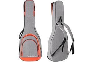 Kirstein EGBK-1122OG E-Gitarrentasche - 10 mm Starke Polsterung und Fixierung für den Instrumentenhals - Gepolsterte Rucksack-Gurte - DREI große Aufsatztaschen - Innenmaße (LxB): 103 x 37 cm - Grau